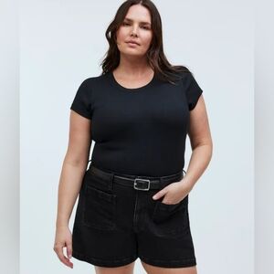 Madewell Black Denim Front-Pocket High-Rise Shorts